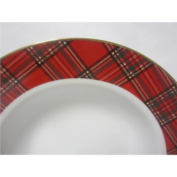 Pacific Rim red plaid soup cereal bowl set of 2 Holiday Christmas China dishes - Picture 6 of 11